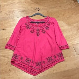 Johnny Was - Size S Pink Embroidered Women's Top